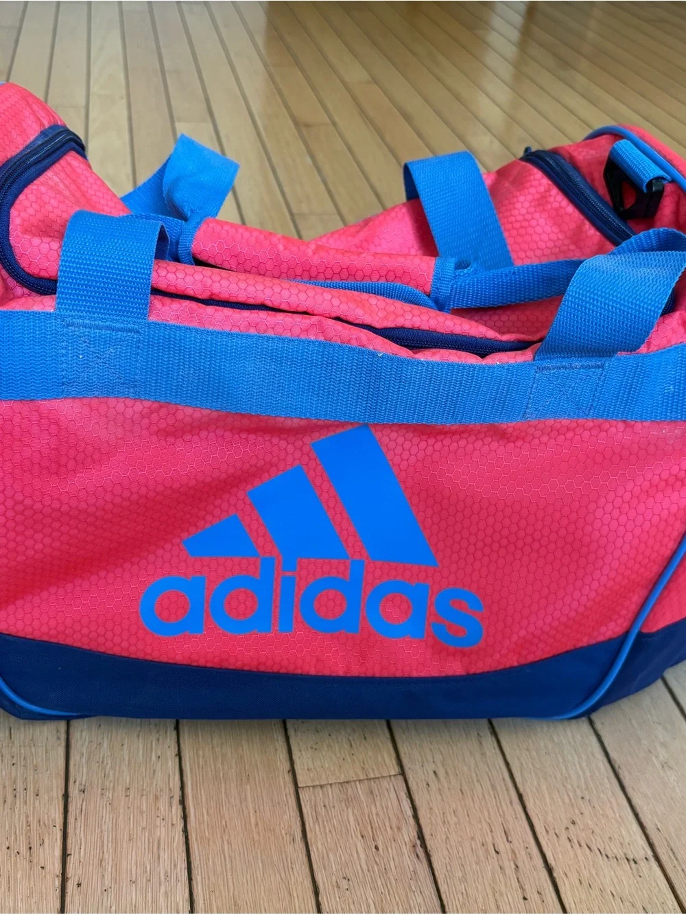 Adidas Defender Small Pink & Blue Duffel Sports Bag